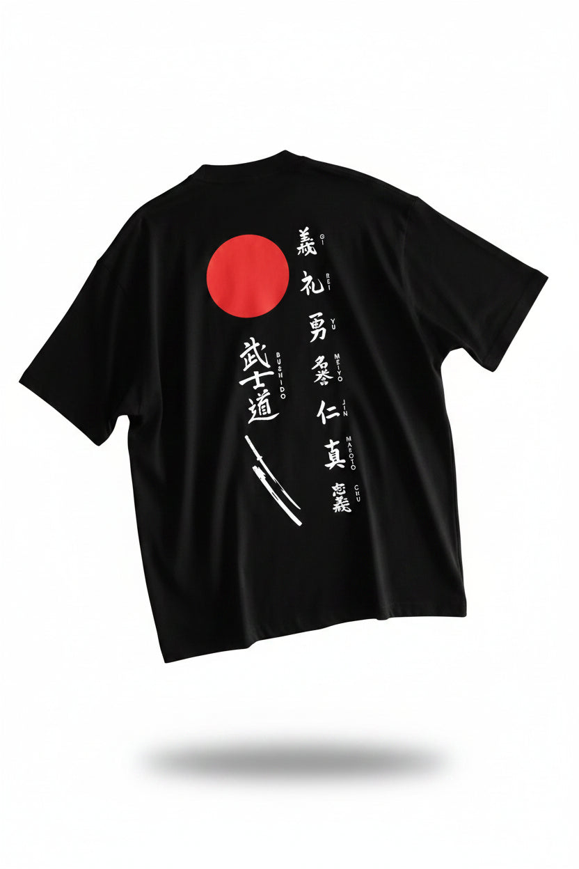ZANNO- Camiseta negra para hombre con diseño japonés